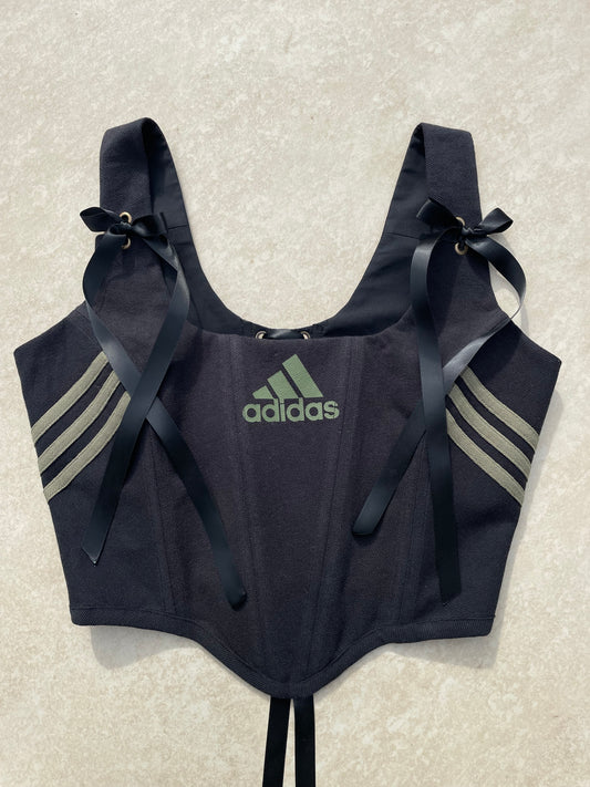 Reworked corset -Adidas Black - SIZE 10 (M)