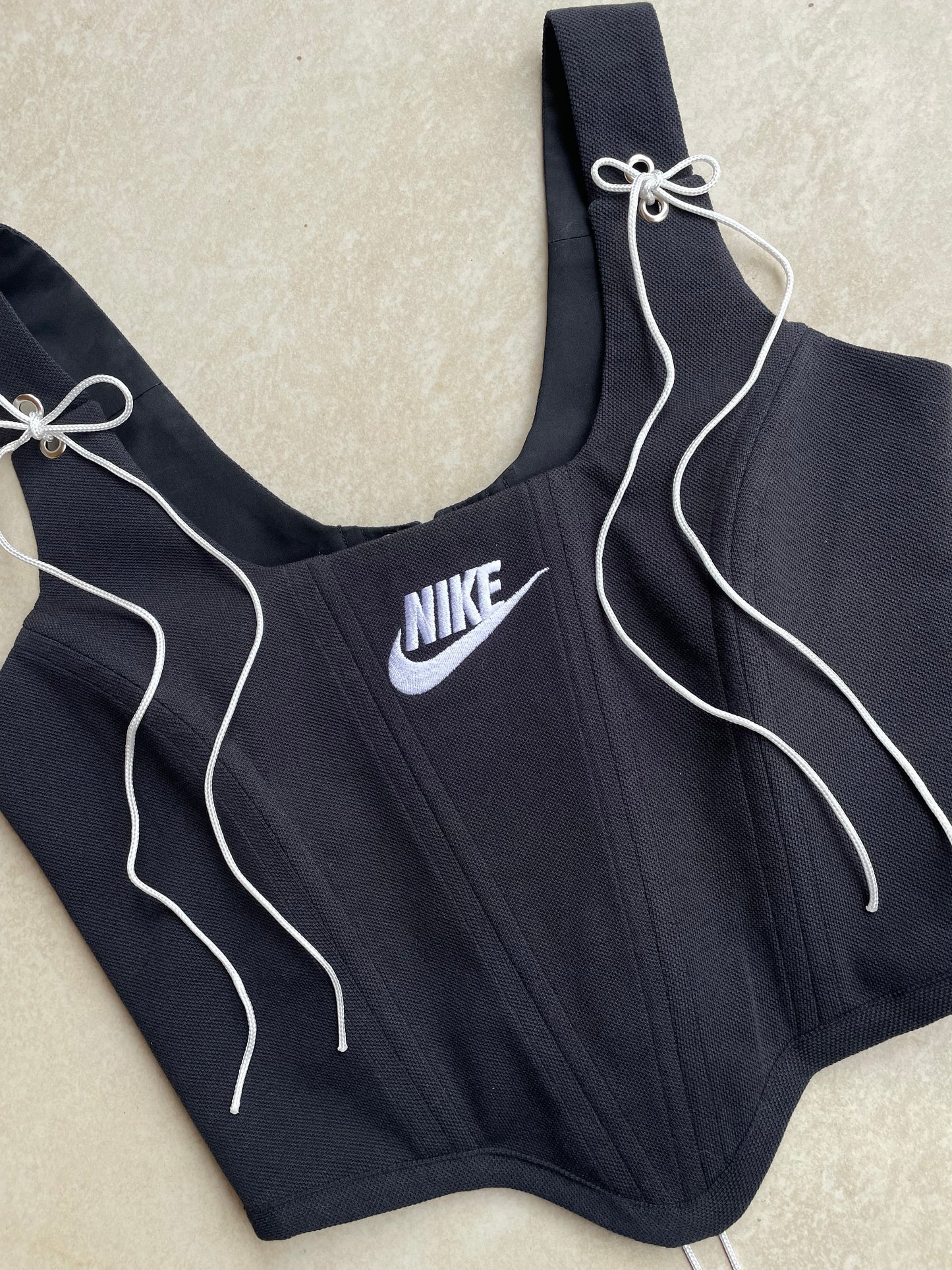Reworked shirt corset - Nike Black - SIZE 6 (XS)