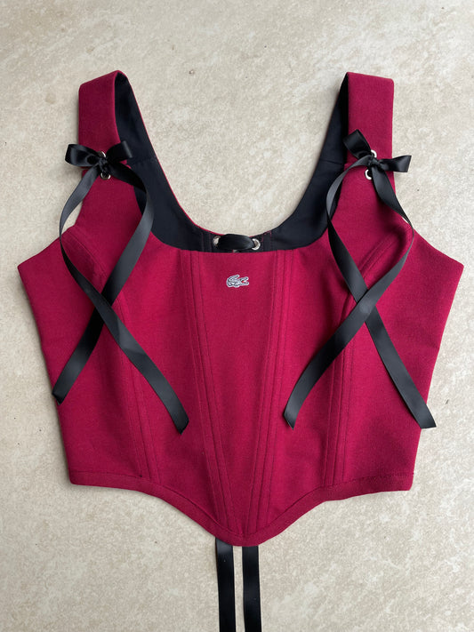 Reworked shirt corset - Lacoste Burgundy - SIZE 10 UK (M)