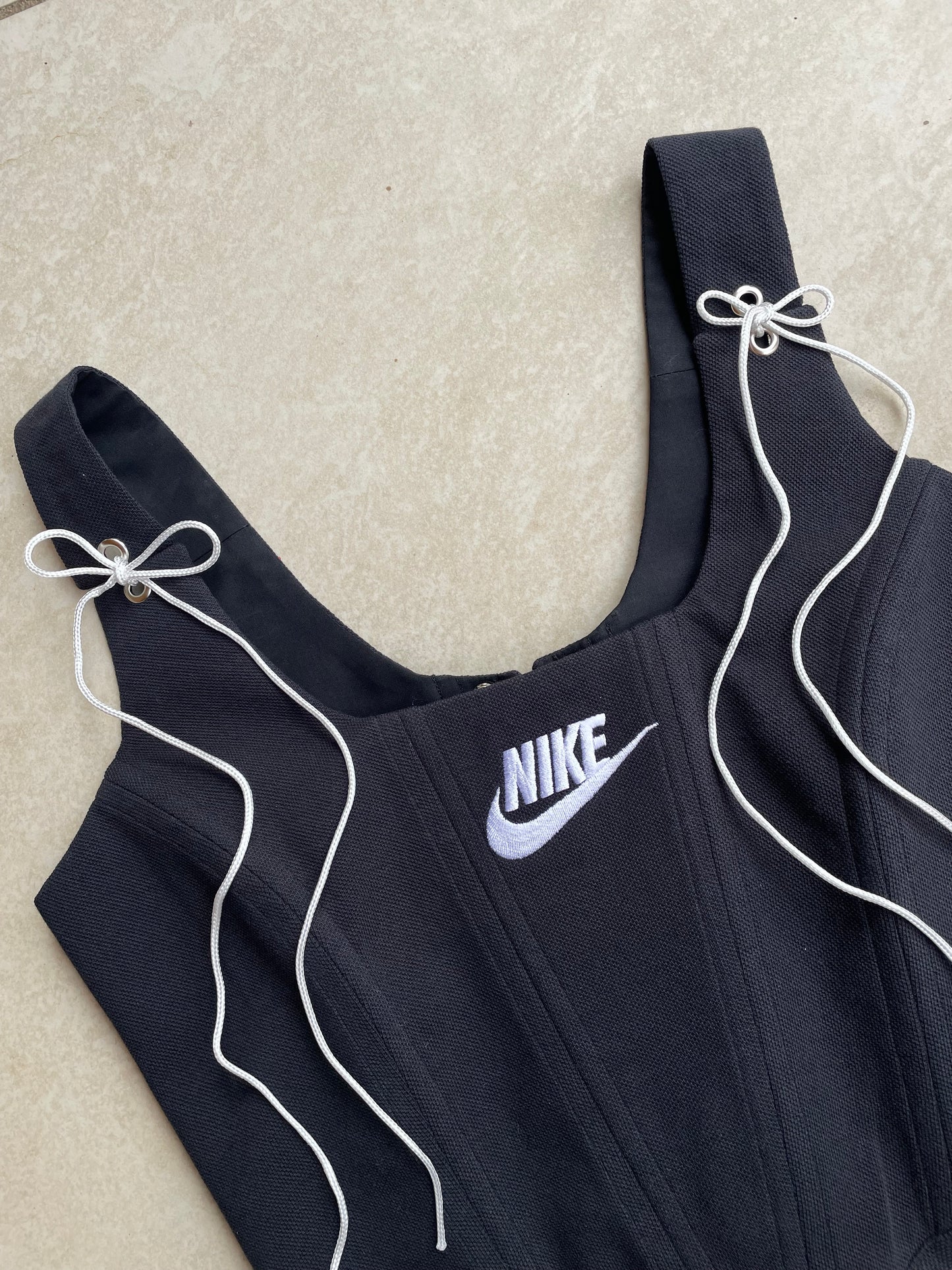 Reworked shirt corset - Nike Black - SIZE 6 (XS)