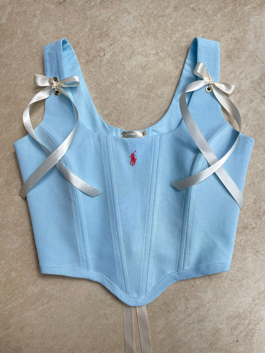 Reworked corset - Ralph Lauren baby blue - UK SIZE 6 (XS)