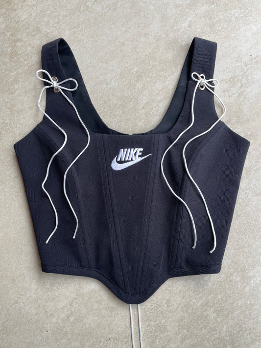 Reworked shirt corset - Nike Black - SIZE 6 (XS)