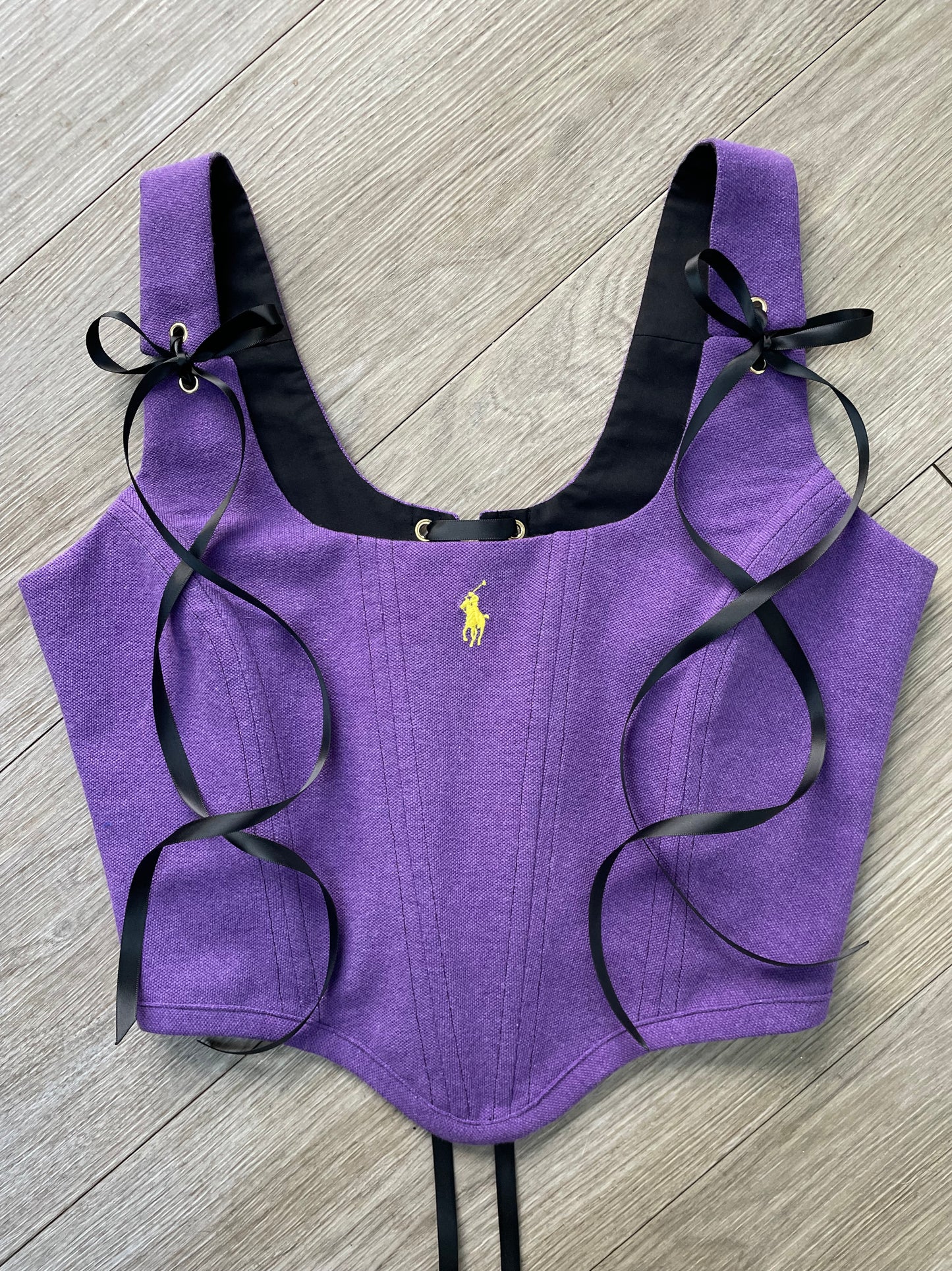 Reworked poloshirt corset - Purple RL POLO - SIZE 10 UK (M)