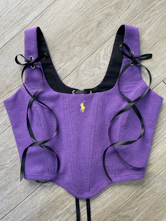 Reworked poloshirt corset - Purple RL POLO - SIZE 10 UK (M)