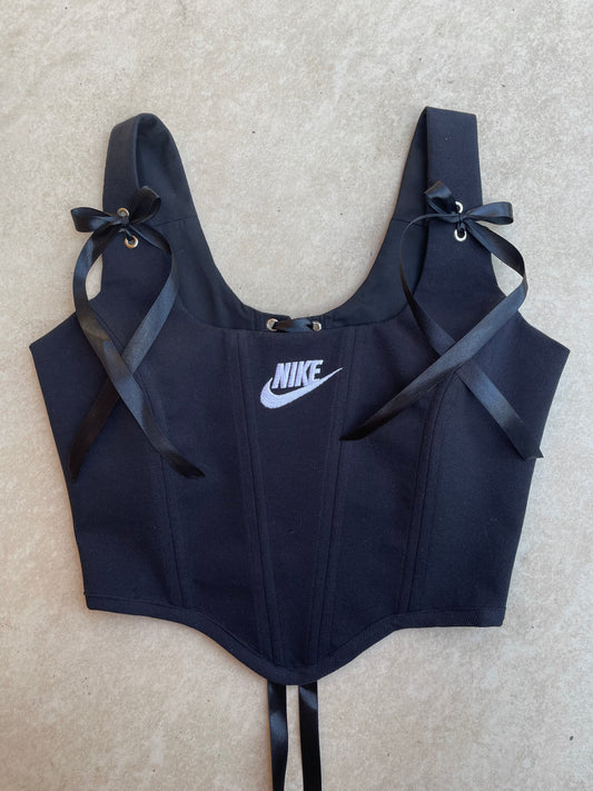 Reworked corset - Black Nike - UK SIZE 12 (M/L)