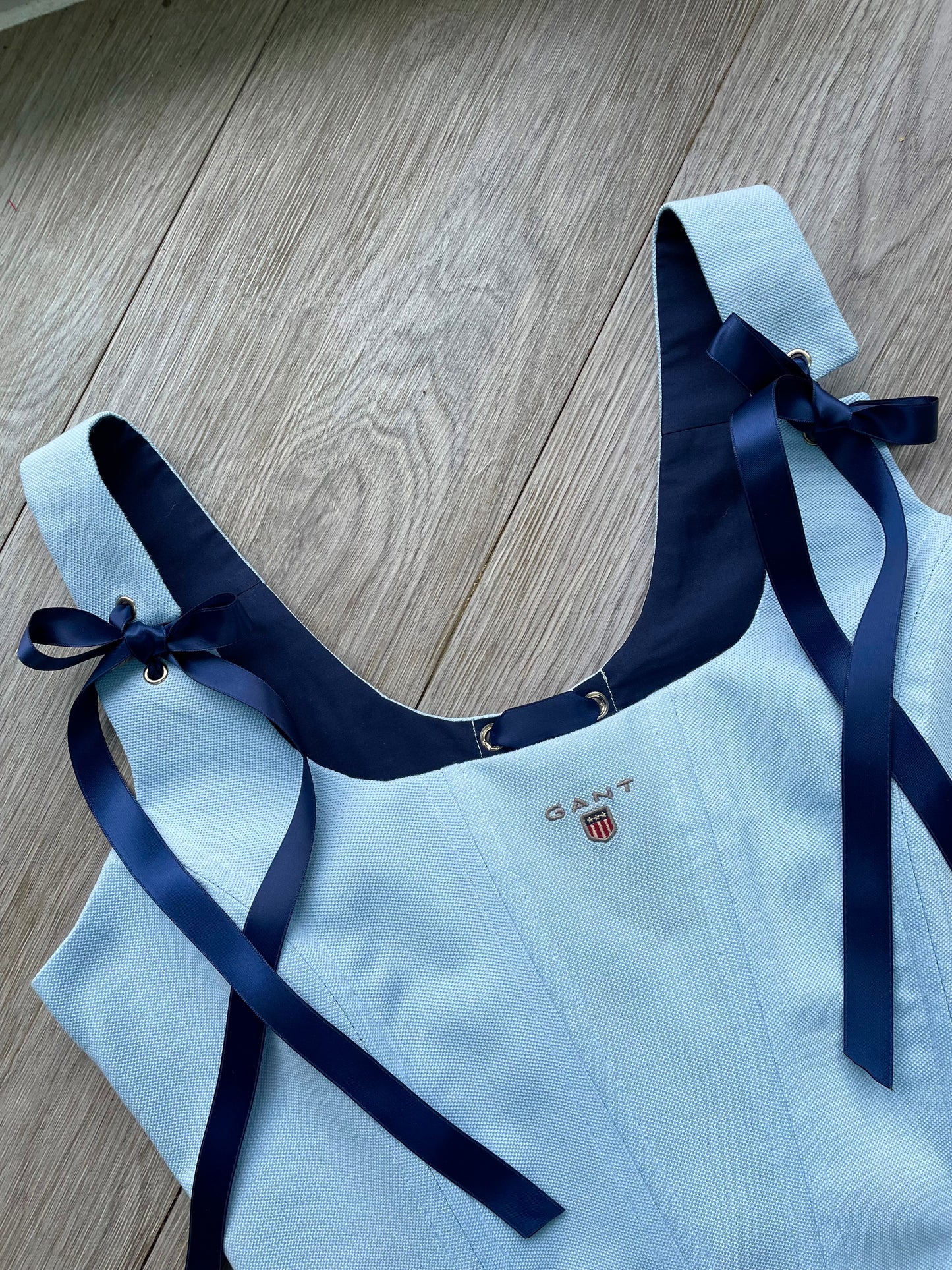 Reworked poloshirt corset - Baby Blue GANT - SIZE 10 UK (M)