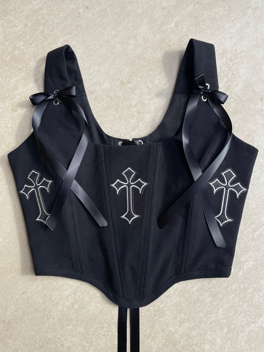 Reworked corset - Gothic cross Black XS/S/M/L