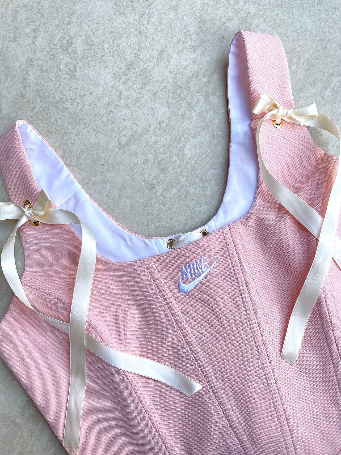Reworked corset - peach/pink Nike - SIZE 10 UK (M)